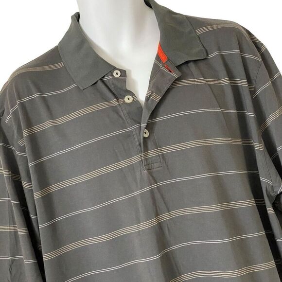 Ashworth Golf Polo Shirt Men's Extra Large Gray Stripe Casual E-Z Tech Cotton - Picture 2 of 7